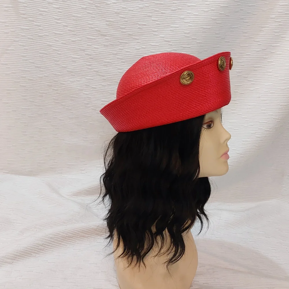 Vintage Red Beret with Gold Medallion Accents - Women Accessories - Picture 7 of 14